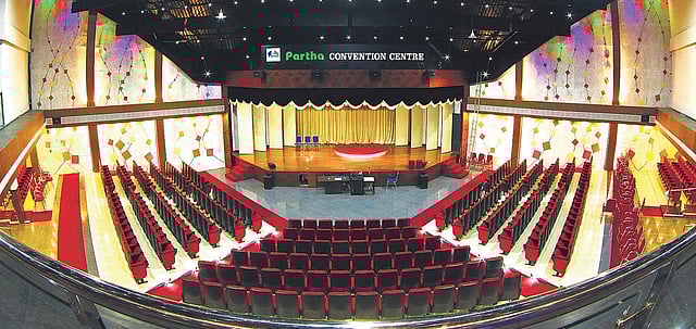 The inside view of Partha Convention Centre, built by NRI entrepreneur Sajan Parayil