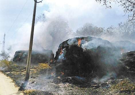 Haystacks destroyed in fire