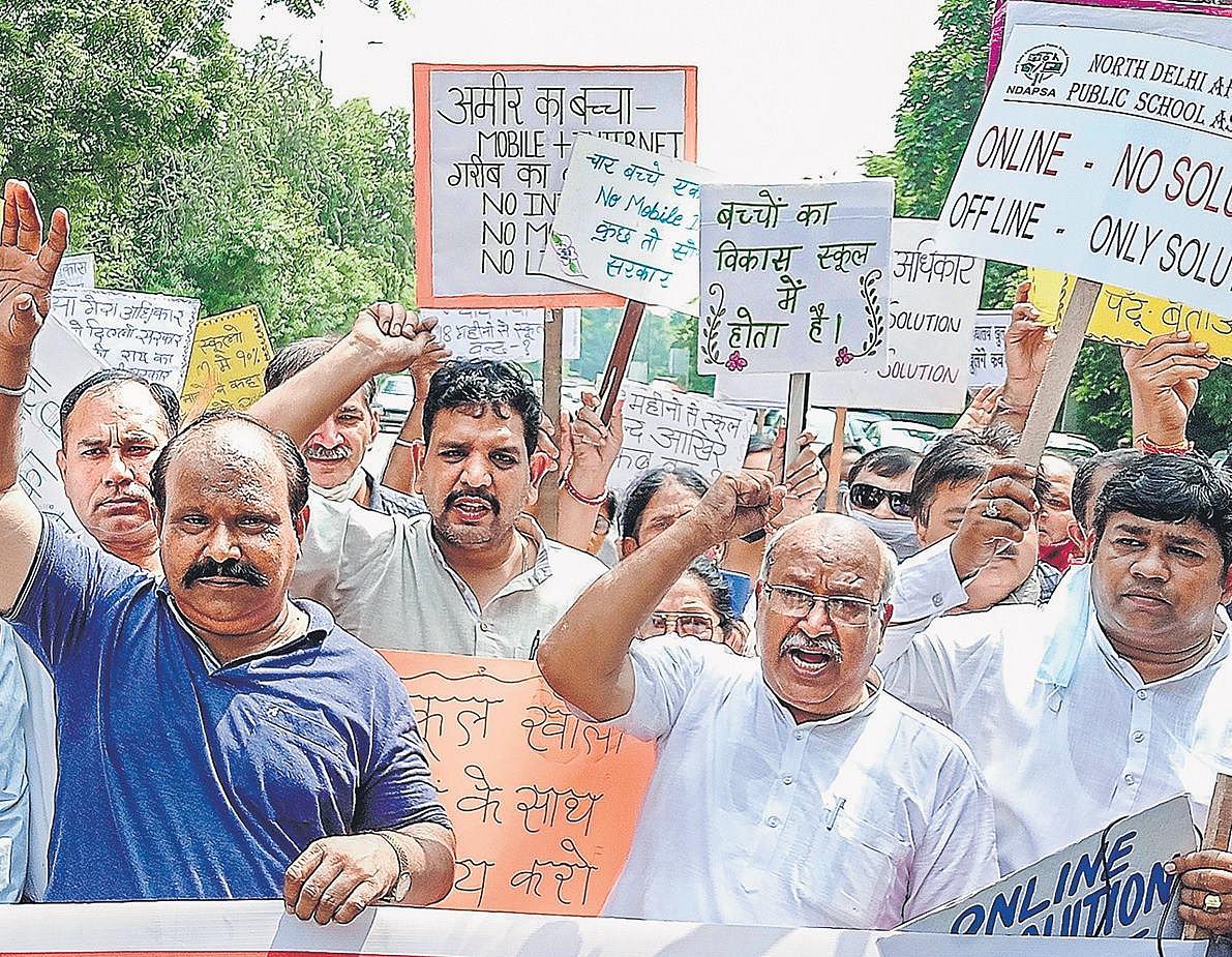 Parents, teachers protest to demand reopening of schools in Delhi