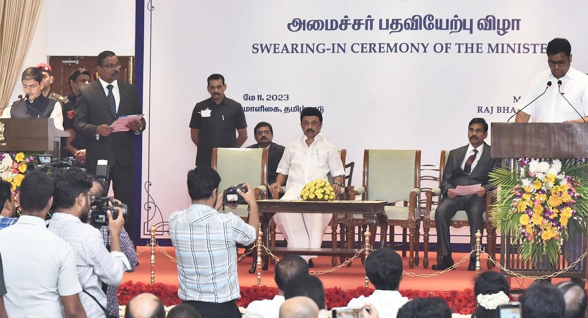 TRB Rajaa sworn in as Minister in Tamil Nadu Cabinet