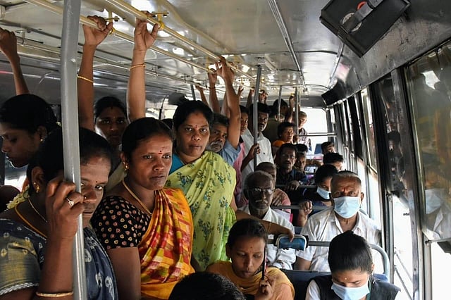 Women travel in city bus at free of cost in Tiruchy (Photo | M K Ashok Kumar, EPS)
