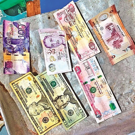 Foreign currencies of Kenya, Singapore, Saudi Arabia, UAE and other countries found in Yellamma Temple Hundi.