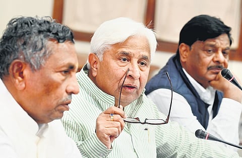 Karnataka Law Minister HK Patil during a press conference.