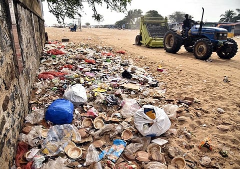 Greater Chennai Corporation workers removing the garbage on Thursday 