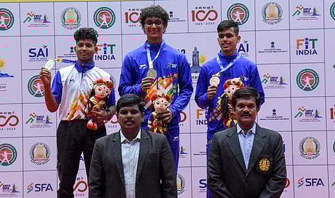 (Representative Image) Tiruchy district Collector M Pradeep Kumar distributes medals to winners of Mallakhamb games in Khelo India Youth games in Tiruchy