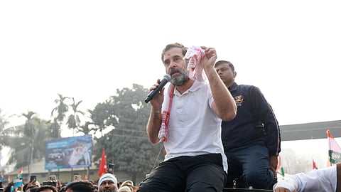 Congress leader Rahul Gandhi during the 'Bharat Jodo Nyay Yatra', in Bongaigaon district, Assam, on Jan. 24, 2024. 