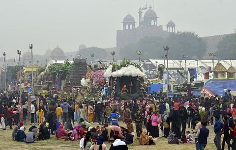 People are enjoying the Bharat Parv event at Red Fort on January 28, 2024 in New Delhi.