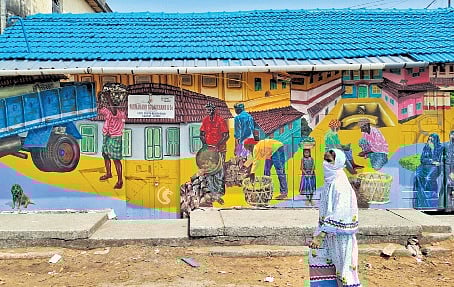 Wall art in Kozhikode.