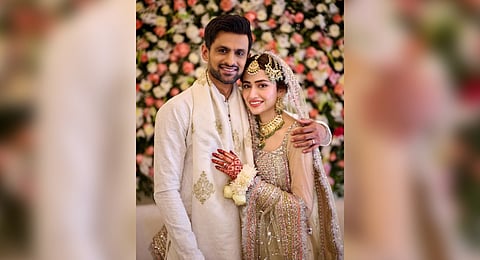 The cricketer released a photograph on a social media platform with his new wife, with the words "And We created you in pairs".