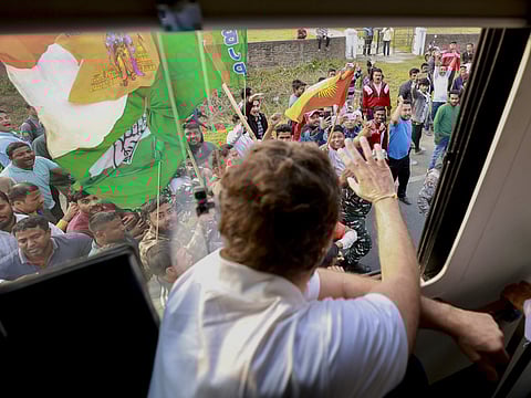 Assam: Congress leader Rahul Gandhi during the 'Bharat Jodo Nyay Yatra', in Assam, Sunday, Jan. 21, 2024.  