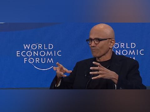 Microsoft CEO Satya Nadella highlights impact of AI at World Economic Forum in Davos.