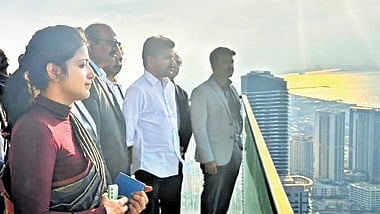 Chief Minister A Revanth Reddy 
and officials at a skyscraper in Dubai on Sunday afternoon