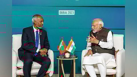 Maldivian President Mohamed Muizzu and Indian Prime Minister Narendra Modi 
