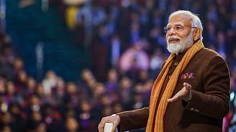 Prime Minister Narendra Modi interacts with students, teachers and parents during the 'Pariksha Pe Charcha 2024', in New Delhi, Monday, Jan. 29, 2024.