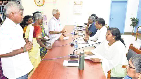 Around 300 villagers submitted a petition against illegal stone quarries to the collector during the grievance meeting held at the Vellore collectorate on Monday.