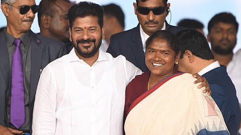 Telangana CM Revanth Reddy with Panchayat Raj and Rural Development Minister Dansari Anasuya