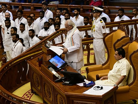 Kerala Governor Arif Mohammed Khan during the state assembly proceedings on Jan 25, 2024.