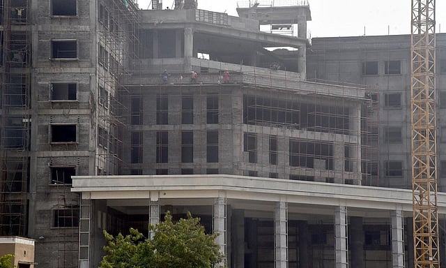 The construction work is under progress at the new multi-speciality hospital on the campus of King's Institute of Preventive Medicine in Guindy. (Photo | Martin Louis, EPS)