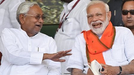 Prime Minister Narendra Modi with Bihar Chief Minister and Janta Dal United President Nitish Kumar. 
