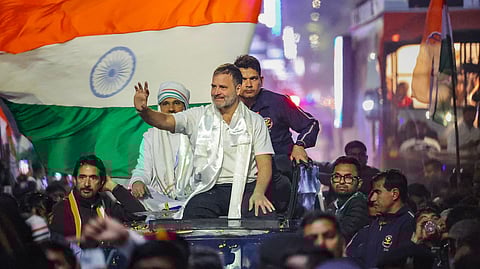 Congress leader Rahul Gandhi during the Bharat Jodo Nyay Yatra, in Siliguri, Sunday, Jan. 28, 2024.