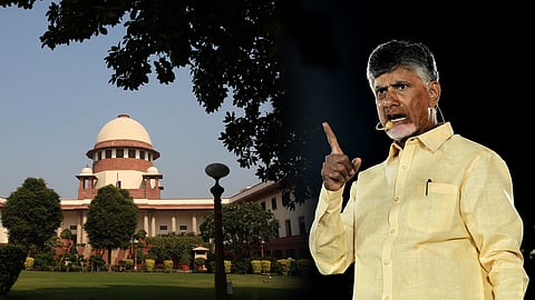 (L) Supreme Court of India, (R) Former Andhra Pradesh Chief Minister N Chandrababu Naidu