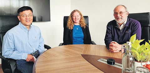 (From left) NISAR scientists Seung-bum Kim, Andrea Donnellan and project scientist Paul A Rosen.