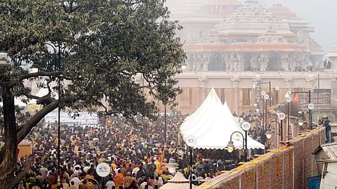 A large number of devotees at the Ram temple in Ayodhya.