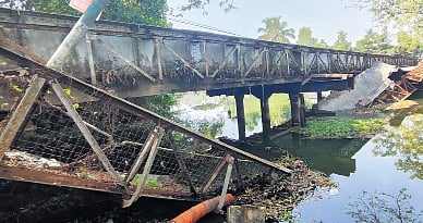 A portion of the footpath that collapsed.