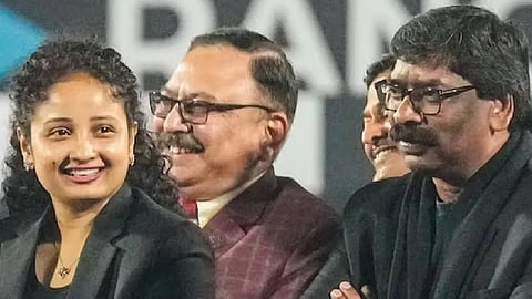 Kalpana Soren with her husband and ex-Jharkhand CM Hemant Soren.