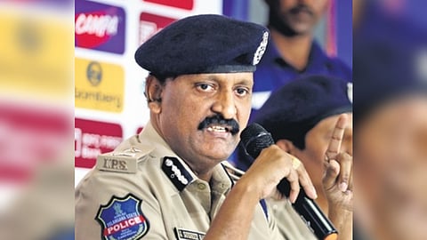 Rachakonda Commissioner Sudheer Babu during a press meet at Rajiv Gandhi stadium in Hyderabad. 