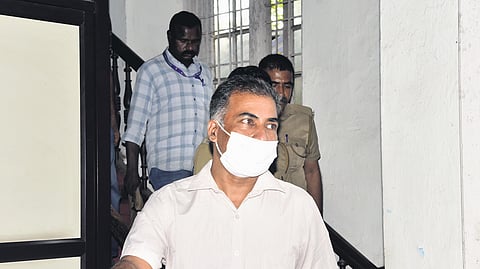 Babu, who was awarded death sentence by Additional Sessions Court for murdering his brother, sister-in-law and niece in 2018, being taken to jail