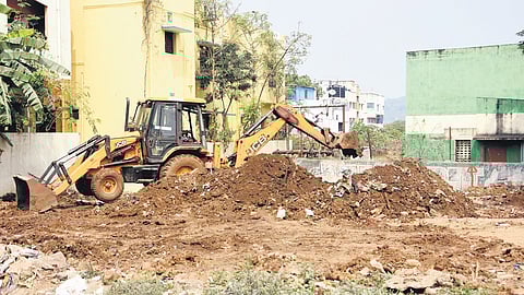 The work on a health and wellness centre at Chrompet was halted following objections from the locals.
