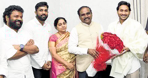 Former minister Ravela Kishore Babu joins the YSRC in the presence of Chief Minister YS Jagan Mohan Reddy on Wednesday | Express