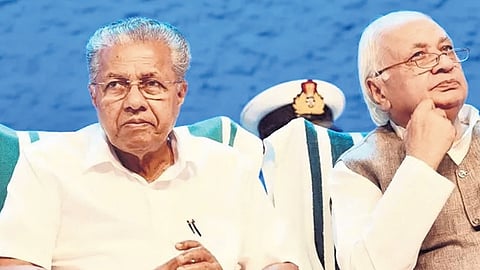 Kerala CM Pinarayi Vijayan with governor Arif Mohammed Khan.