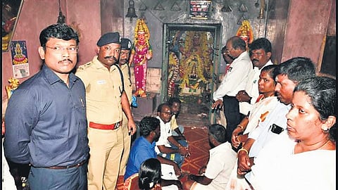Dalits offering worship at HR&CE temple in Thenmudaiyur village as part of Pongal festivities in January 2023 