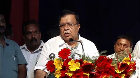 Karnataka Cooperation Minister KN Rajanna speaking at a function