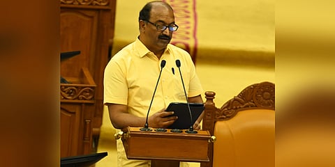 FILE -Kerala Finance Minister KN Balagopal presenting the state budget in the Assembly.