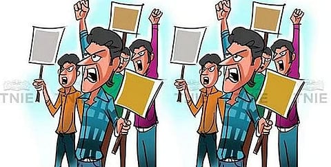 Image of protestors in an agitation used for representational purposes only