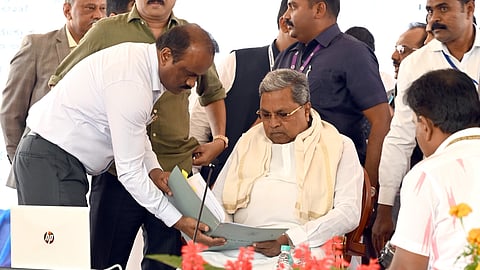 CM Siddaramaiah addresses people’s grievances at Janaspandana at Vidhana Soudha on Thursday