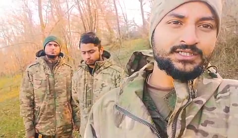 Mohammed Sufiyan and his friends in the video sent to their families last month.