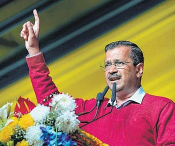 AAP convenor Arvind Kejriwal at a 
rally in Ludhiana on Saturday.