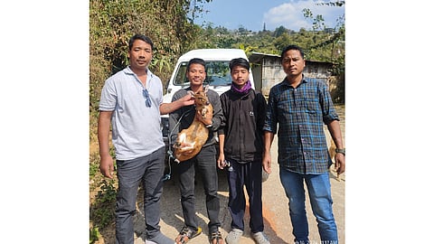 Wangwang Tangha (second from left), Shonghom Hallang (third from left) along with forest officials 