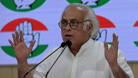 Congress leader jairam ramesh addresses a press conference at AICC in New Delhi  