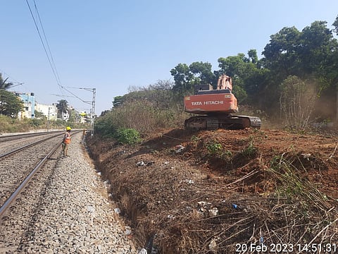 Ongoing work on Corridor-2 of Bengaluru Suburban Rail (Photo | Express)