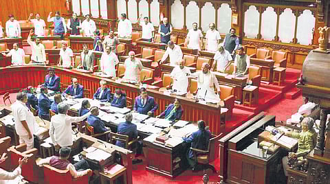 Chief Minister Siddaramiah speaks during the Council session at Vidhana Soudha, in Bengaluru on Thursday