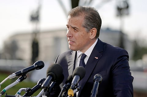  Hunter Biden, son of President Joe Biden, speaks during a news conference outside the U.S. Capitol, Dec. 13, 2023, in Washington. 
