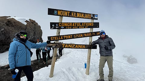 Gautam Puttamadaiah (left) and his brother Mithun at Mount Kilimanjaro.