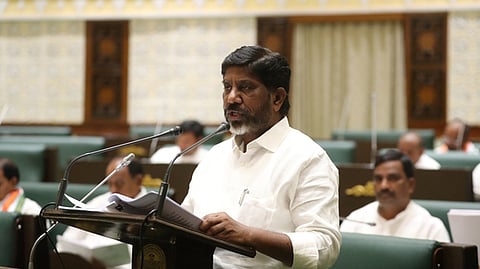Telangana Deputy CM & Finance Minister Bhatti Vikramarka speaks during the budget session in the state legislative assembly in Hyderabad on Saturday.
