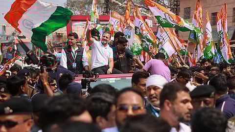 Congress leader Rahul Gandhi during the Bharat Jodo Nyay Yatra, in Chhattisgarh