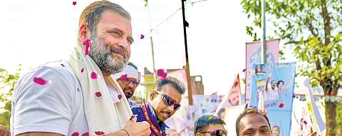 Rahul Gandhi during the ‘Bharat Jodo Nyay Yatra’ in Amethi on Monday.